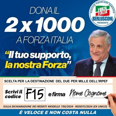 2x1000 dona il 2x1000 a Forza Italia