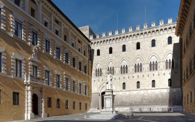 David Rossi: piazza Salimbeni a Siena con Palazzo Salimbeni, sede del Monte dei Paschi